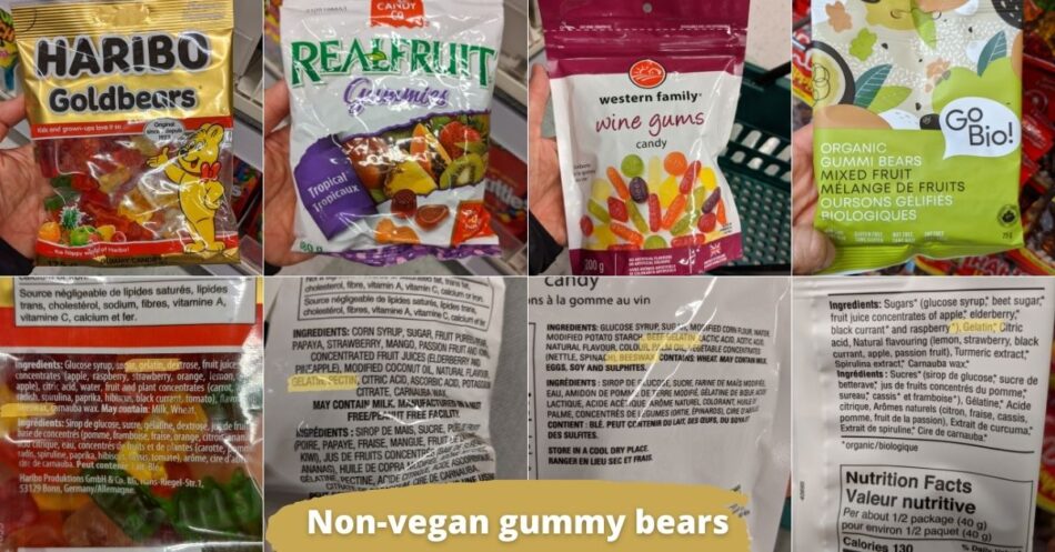 Non-vegan gummy bear examples