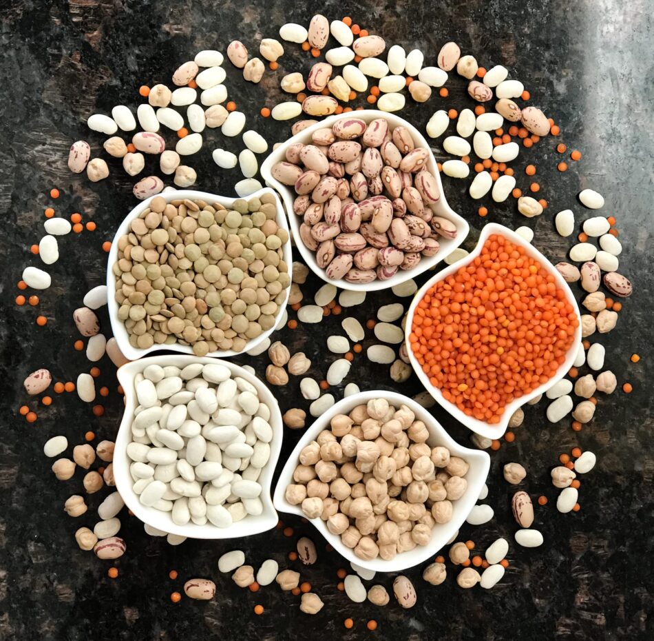 variety of beans and legumes